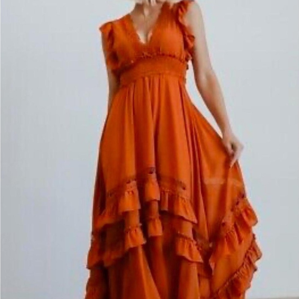 NWT Baltic Born brand. Jasmine Ruffle Maxi Dress. Rust -XS NWT Baltic Born brand